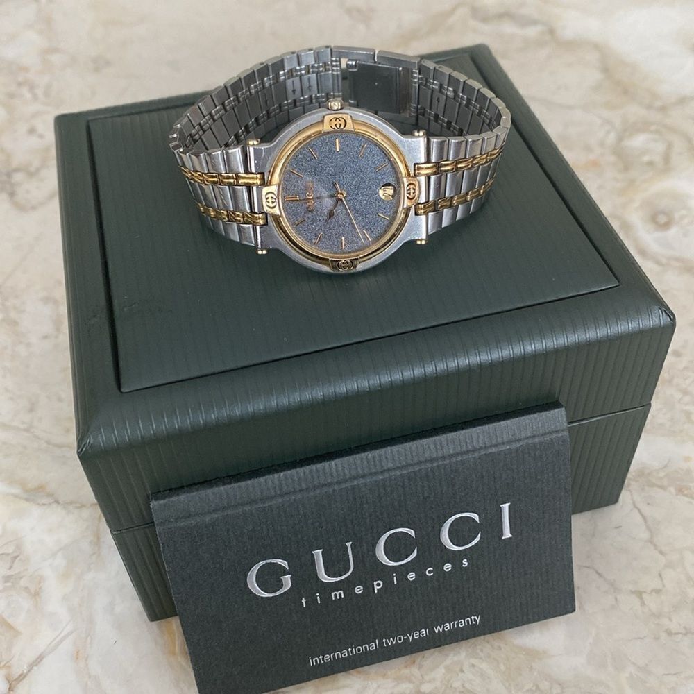 Vintage GUCCI 9000M Gold Plated & Stainless Steel Wristwatch - Unisex - Picture 3 of 16